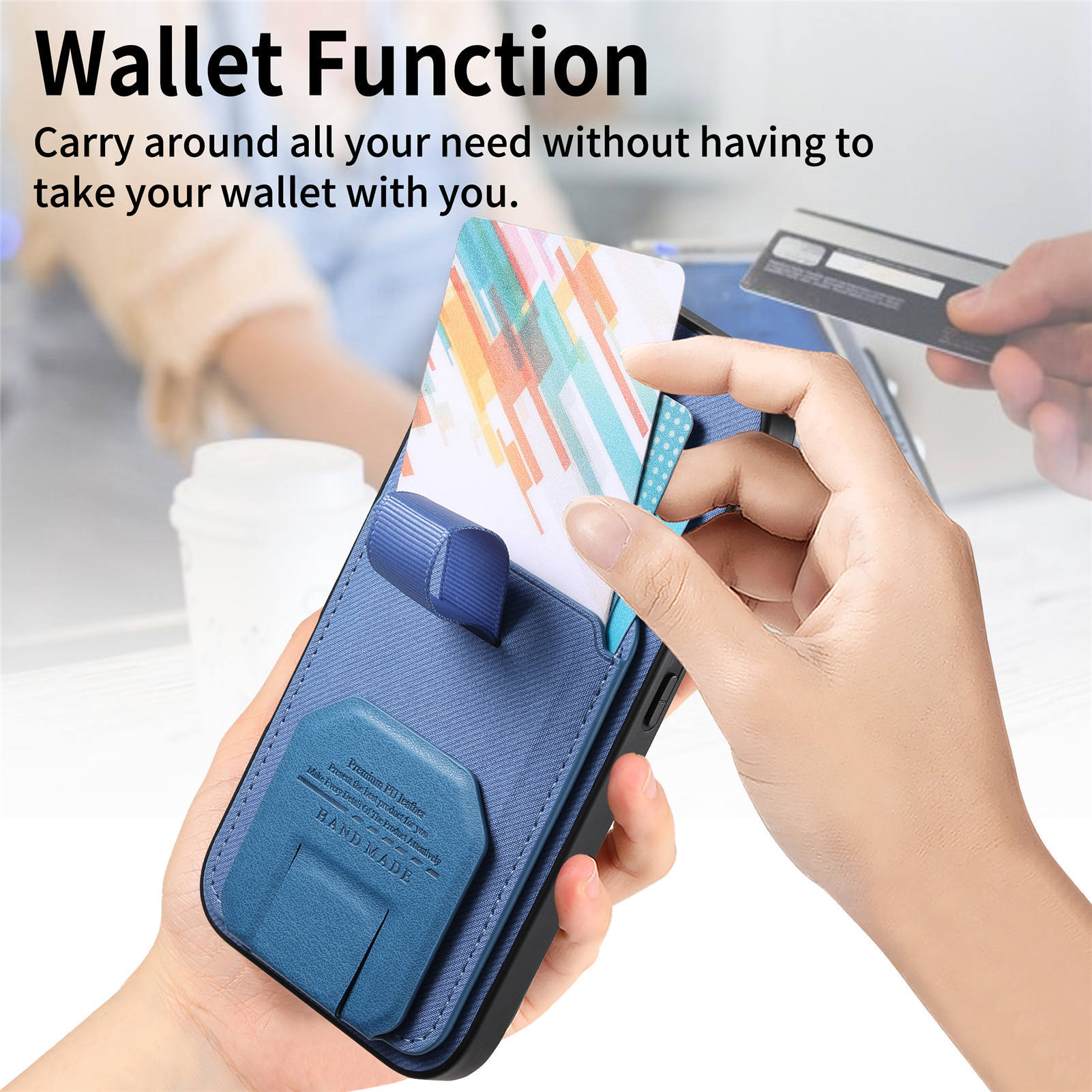 iPhone Wallet Case with Wrist Strap & Kickstand