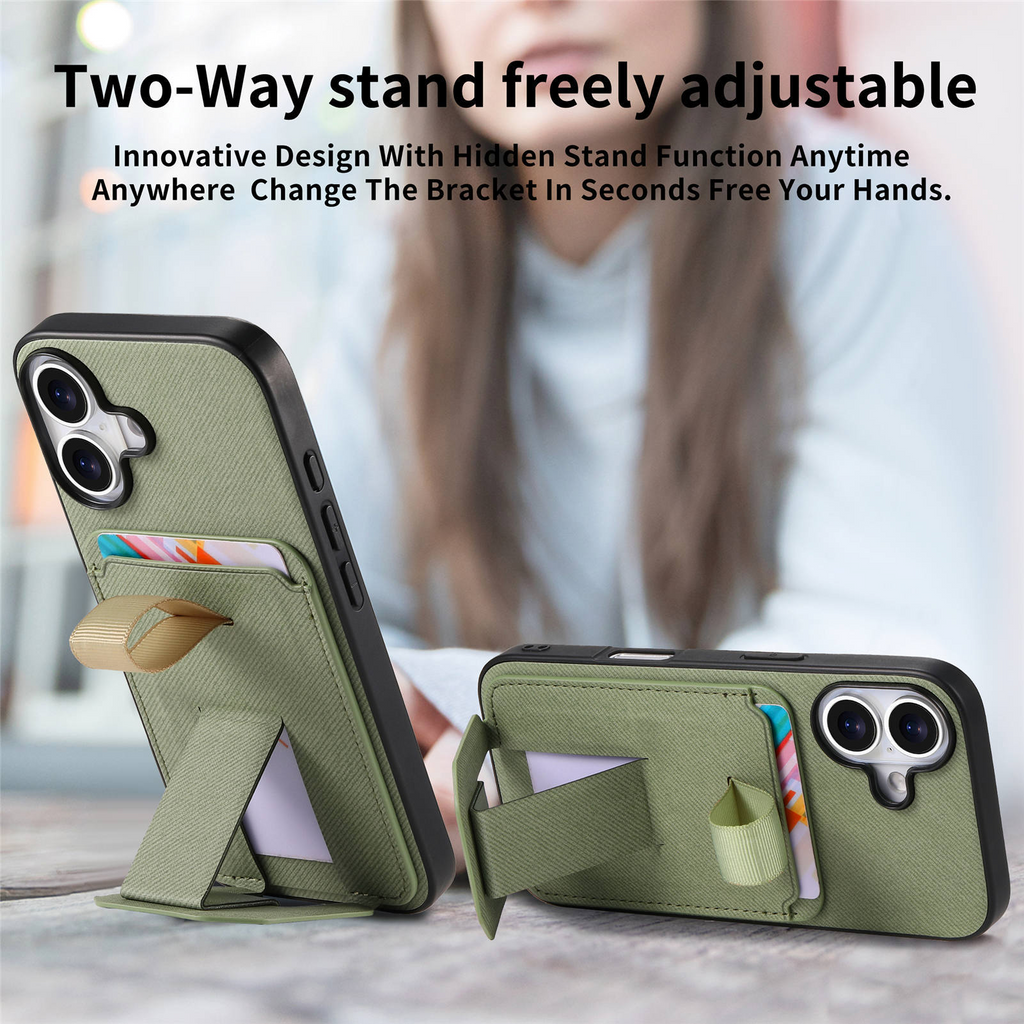 iPhone Wallet Case with Wrist Strap & Kickstand