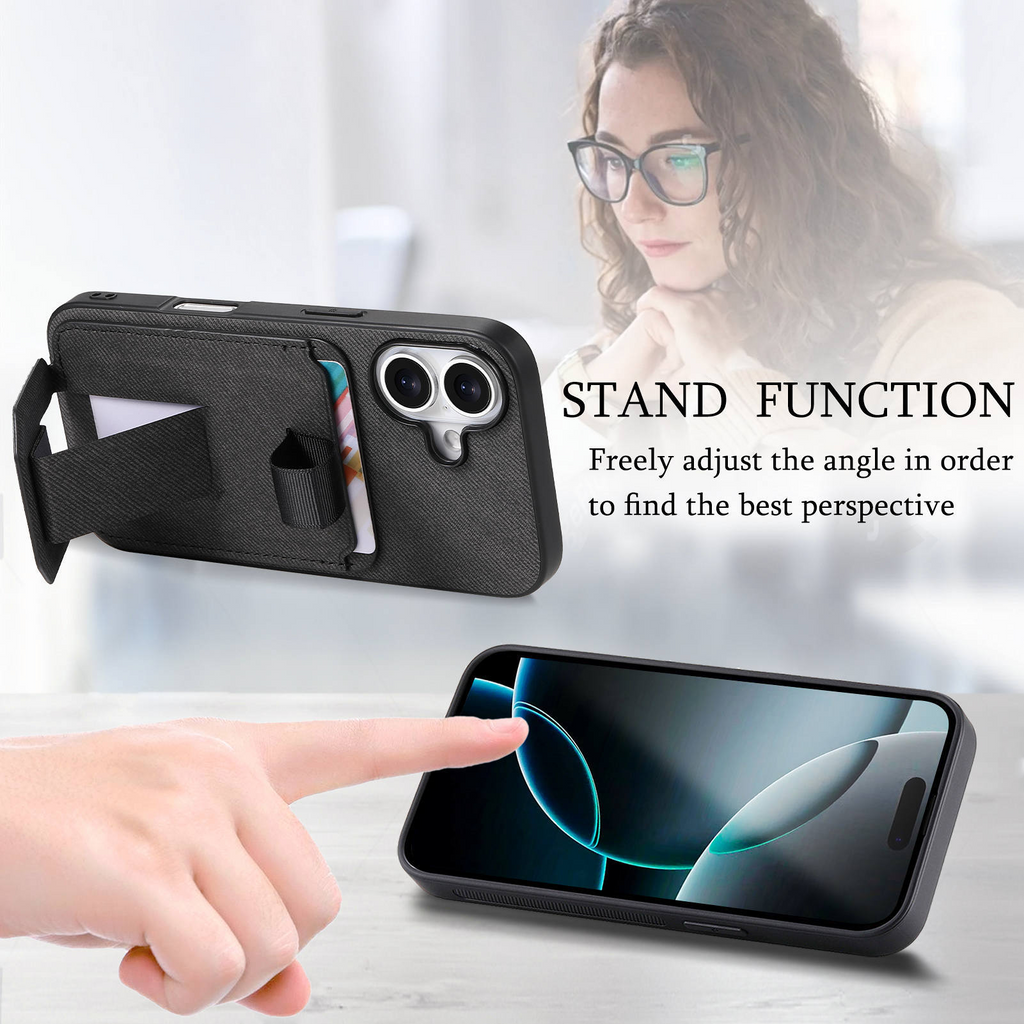 iPhone Wallet Case with Wrist Strap & Kickstand