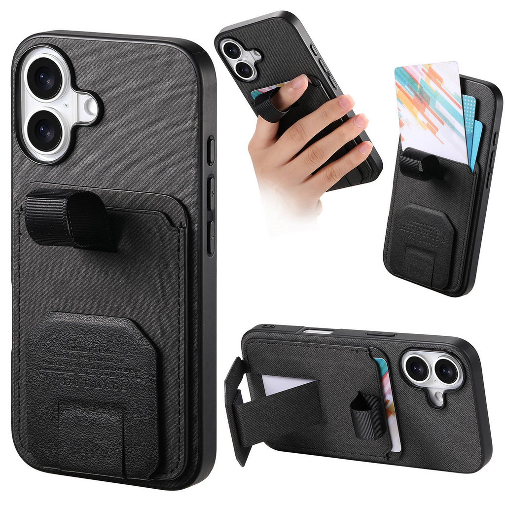 iPhone Wallet Case with Wrist Strap & Kickstand