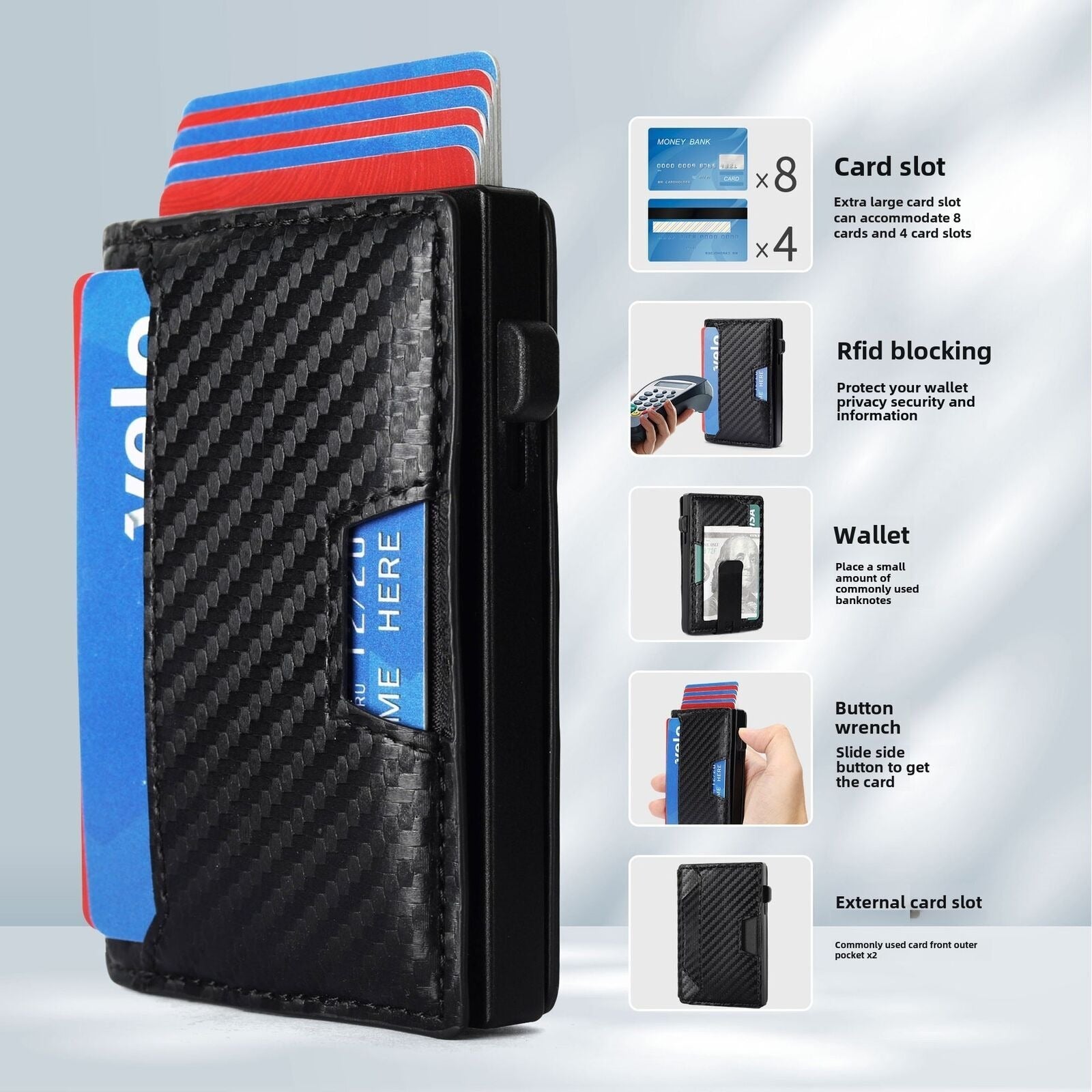 Minimalist ultra-thin wallet for men with RFID anti-theft function