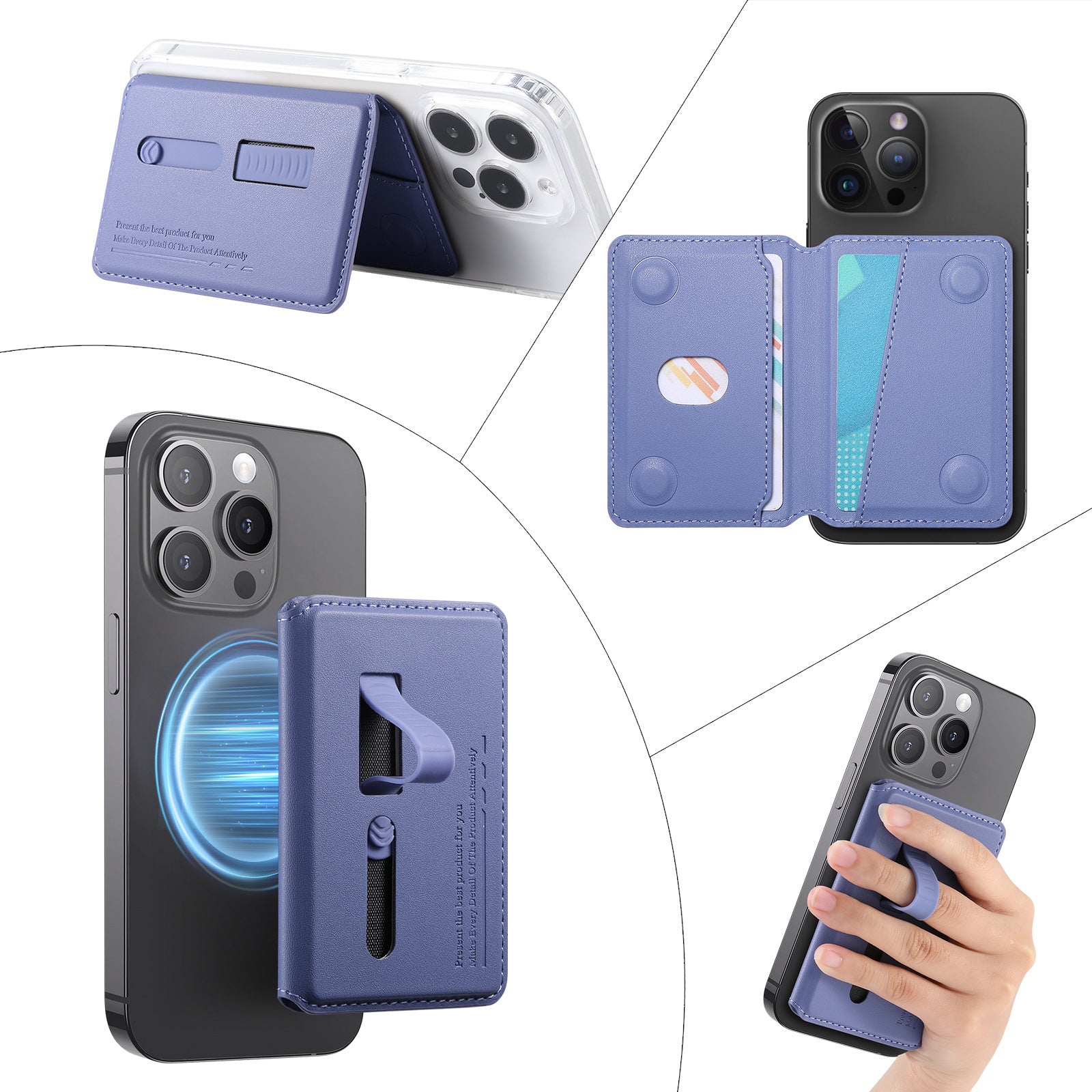 MagFold Wallet Stand  with Wrist Strap-Magnetic Wallet & Desk Stand