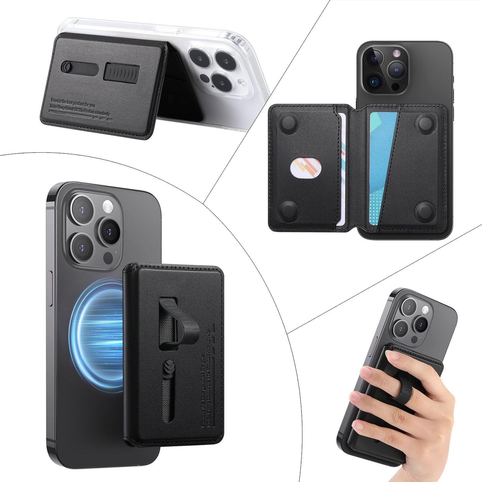 MagFold Wallet Stand  with Wrist Strap-Magnetic Wallet & Desk Stand