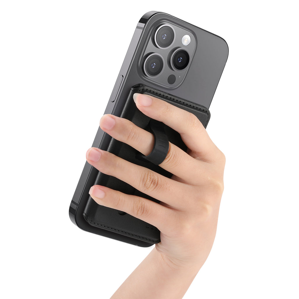 MagFold Wallet Stand  with Wrist Strap-Magnetic Wallet & Desk Stand