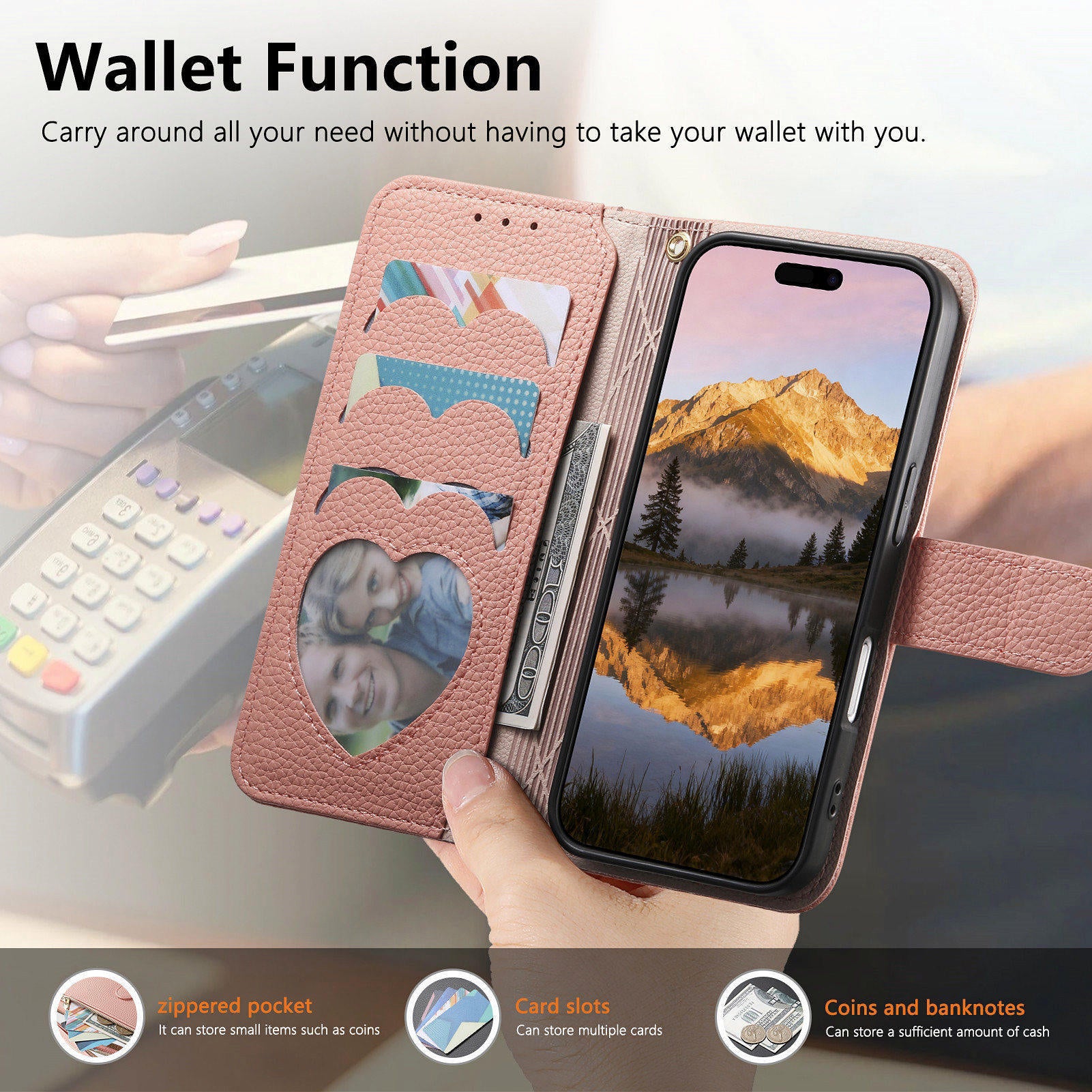 iPhone 17 Pro Max Zipper Wallet Case with Wrist Strap