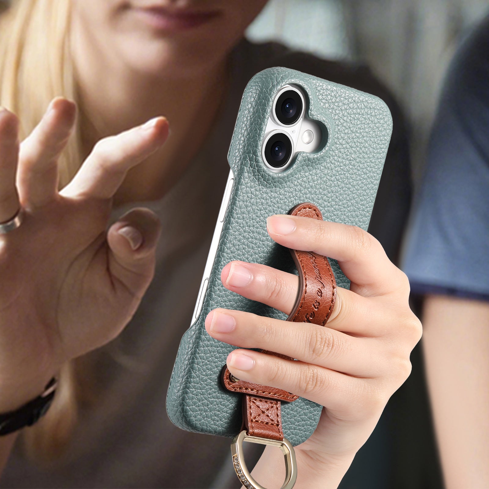 Samsung Galaxy S26 Ultra lychee texture protective case with wrist strap