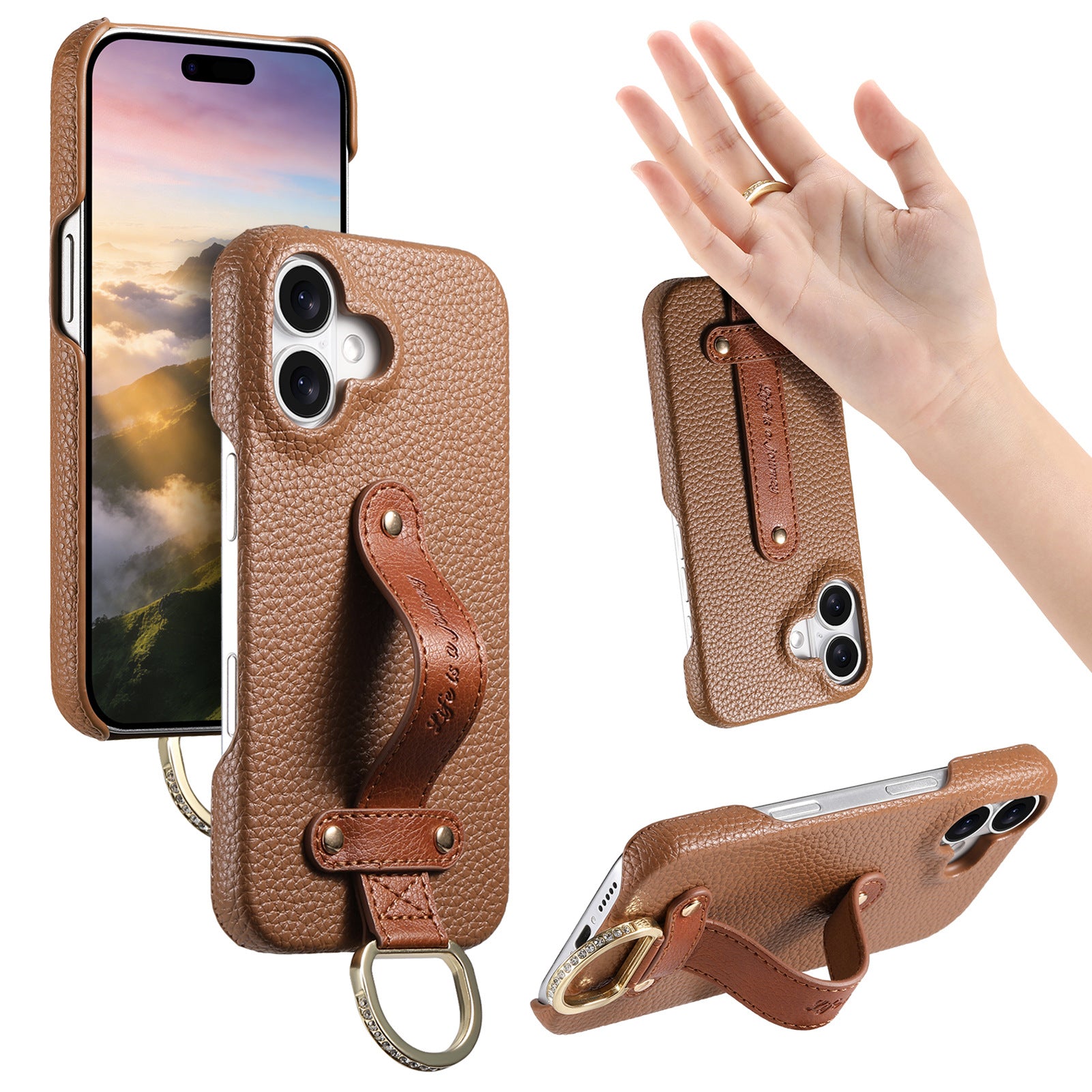 Samsung Galaxy S26 Ultra lychee texture protective case with wrist strap