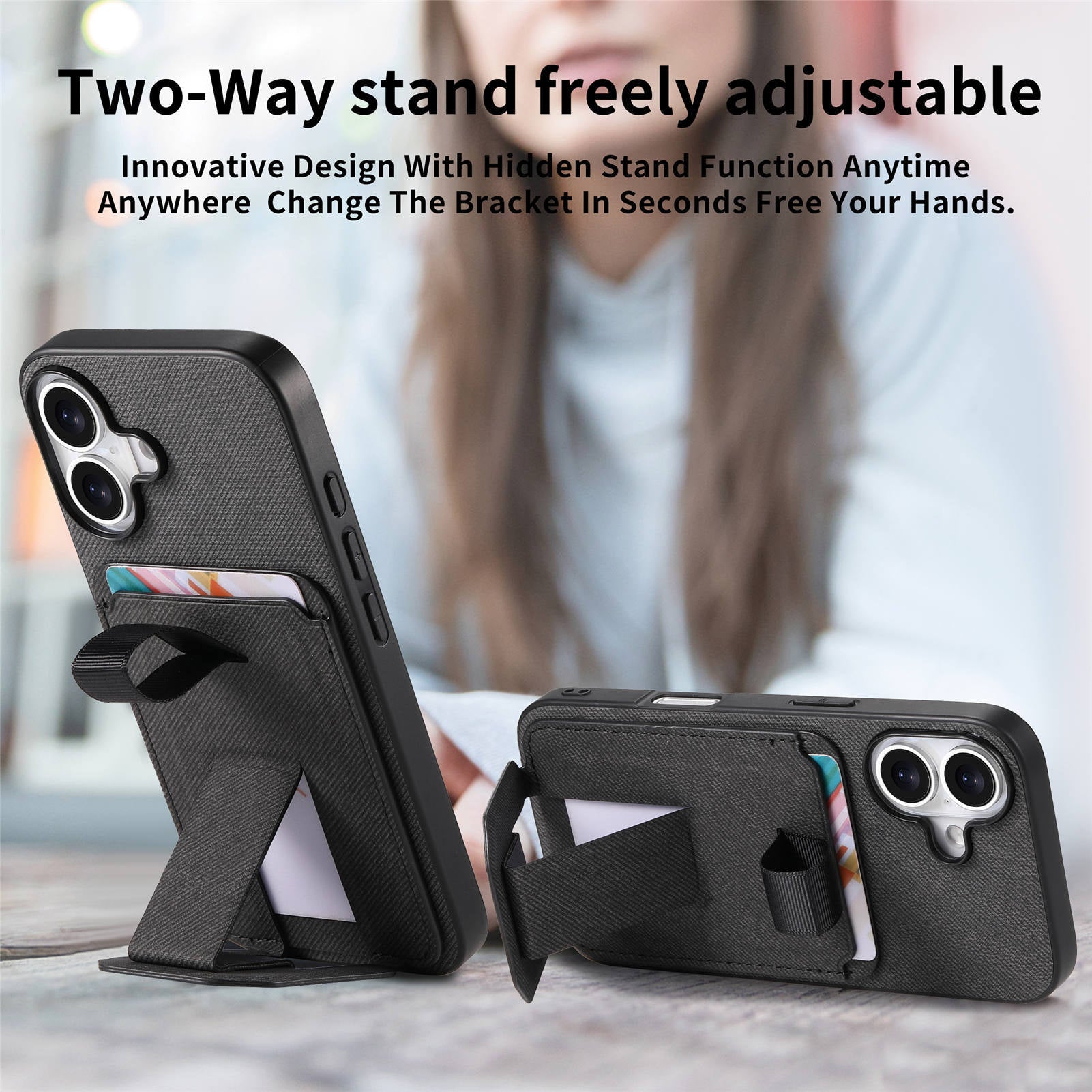 iPhone Wallet Case with Wrist Strap & Kickstand